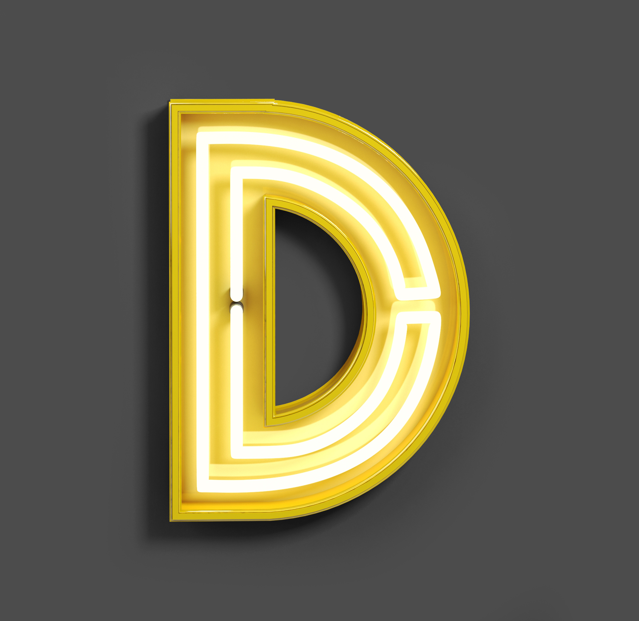 D letter as a neon sign